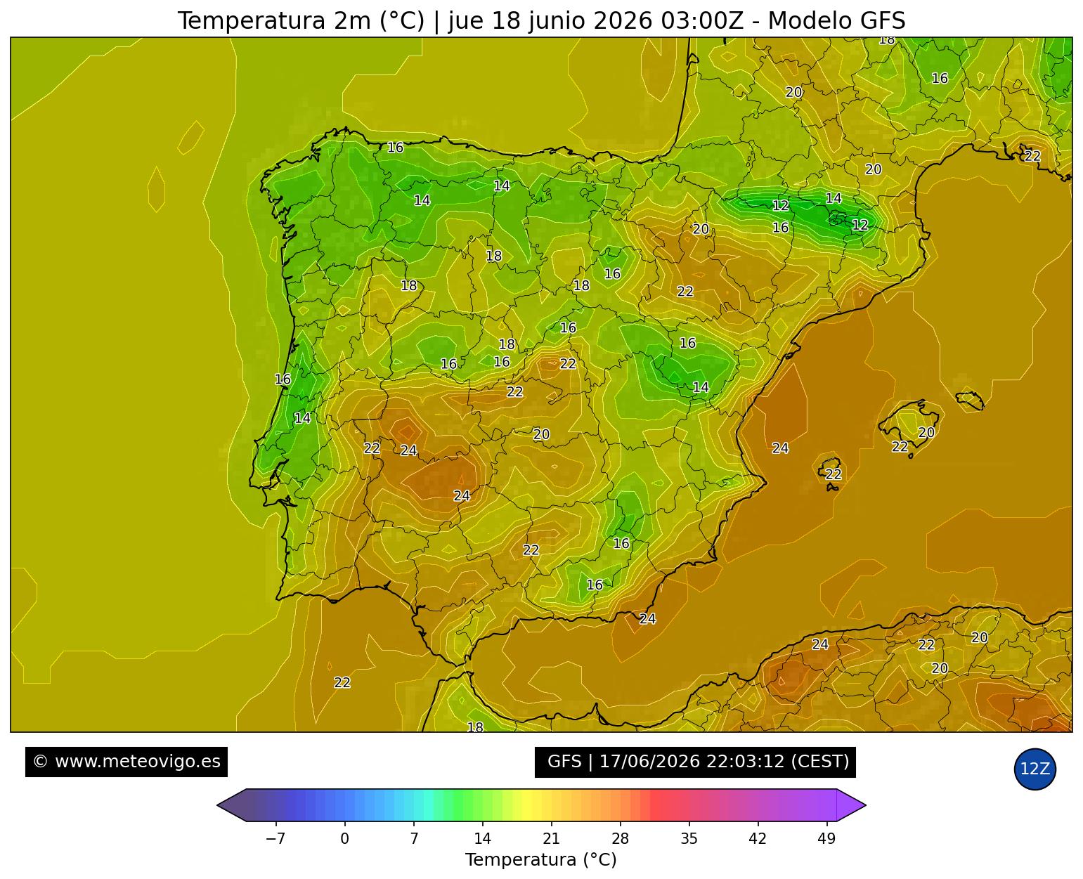 Península<br>Temperatura en superficie