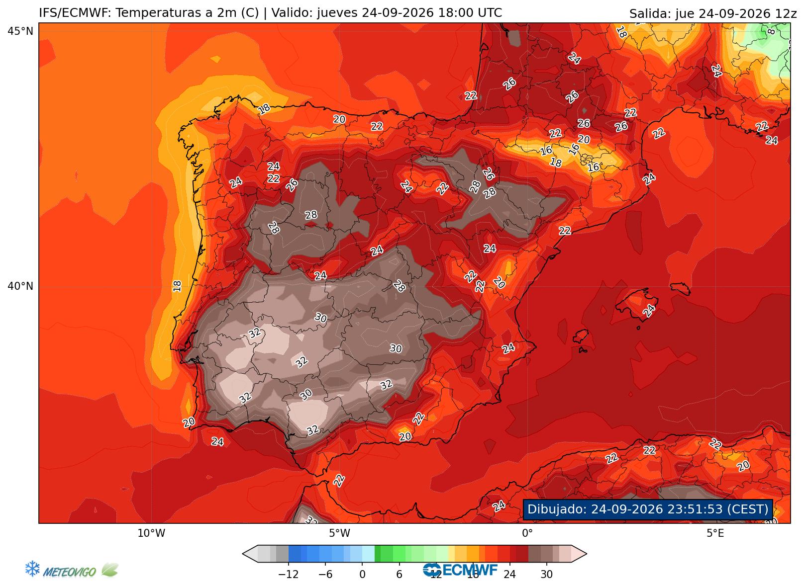 Temperaturas a 2m - Península
