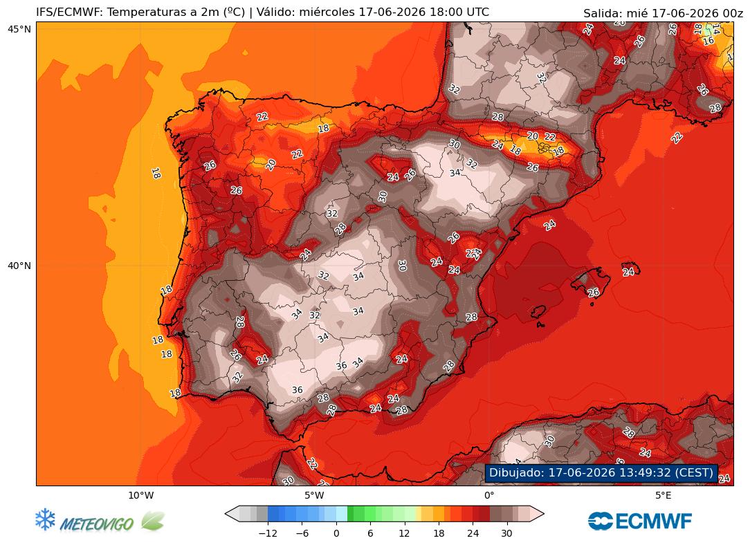 Temperaturas a 2m - Península