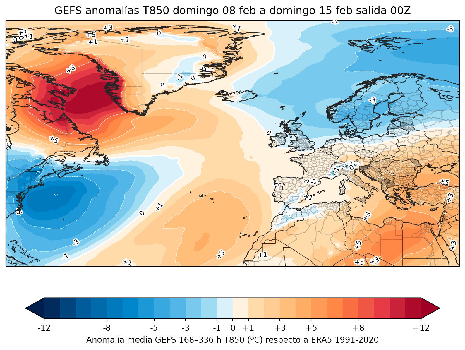 Anomal&iacute;as T&eacute;rmicas 850 hPa 2&ordf; semana - imagen 1