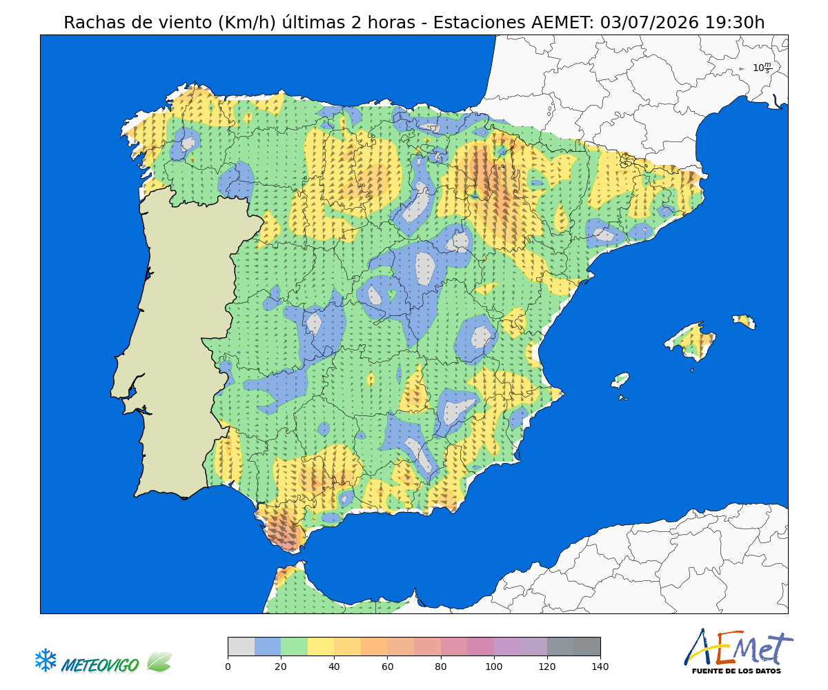 Mapa de lluvias y presión